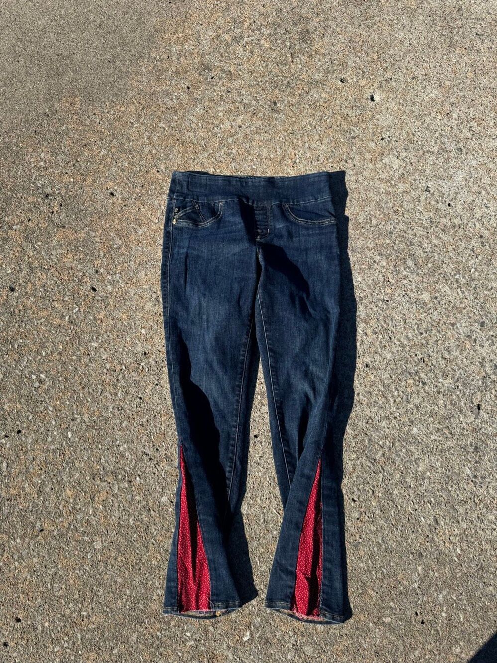 Rock & Republic Denim Rx Jeans Womens 10 Custom Flare Red Inset Dark Wash